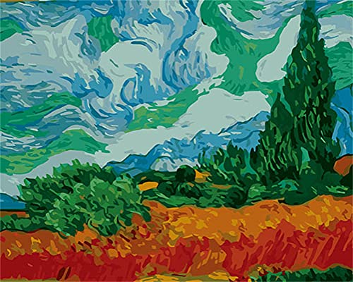 Meecaa Malen nach Zahlen Landschaft Grün Kit für Erwachsene Anfänger DIY Ölgemälde 40,6 x 50,8 cm (Landscape, kein Rahmen) von Meecaa