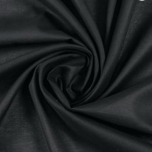100 % Baumwoll-Rasenstoff, Futterstoff, 200 cm breit, luftiges Schichttuch, solide zum Nähen, Kleidung, Handarbeiten, Taschen, Tischdecken (schwarz, 2 Yard) von Meecuppa