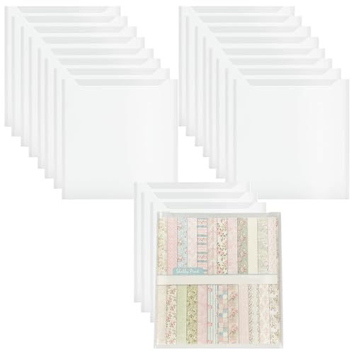 36 Stück 30,5 x 30,5 cm Scrapbook-Papier-Organizer mit 120 Klebe-Tabs, All-in-One-Aufbewahrung für Sammelalben, Vinyl, Fotos (Kunststoff, transparent) von Meecuppa