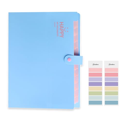 Meekye Fächermappe A4 mit 12 Fächern und 16 Stück Etikette, Dokumentenmappe A4 Ordnungsmappe Mappen Ordnersystem, Document Organizer Für Zuhause, Büro, Schule, Belege Und Auf Reisen Blau von Meekye