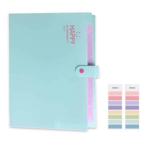Meekye Fächermappe A4 mit 12 Fächern und 16 Stück Etikette, Dokumentenmappe A4 Ordnungsmappe Mappen Ordnersystem, Document Organizer Für Zuhause, Büro, Schule, Belege Und Auf Reisen Hellgrün von Meekye