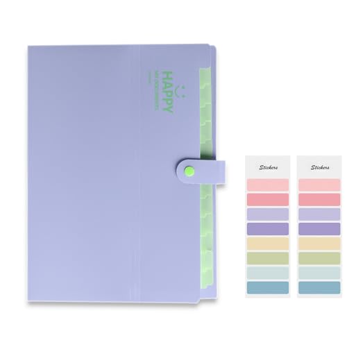 Meekye Fächermappe A4 mit 12 Fächern und 16 Stück Etikette, Dokumentenmappe A4 Ordnungsmappe Mappen Ordnersystem, Document Organizer Für Zuhause, Büro, Schule, Belege Und Auf Reisen Lila von Meekye