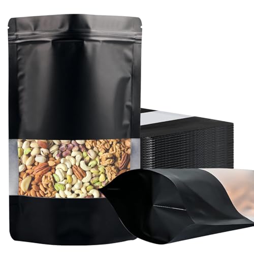 100 Stück Mylar Bags, Wiederverschließbare Mylar Beutel mit Fenster, Reißverschluss Selbstdicht, Standbodenbeutel für Aufbewahrung und Verpackung – Geruchssicher Matte Aluminiumfolie Verpackung Tasche 100 Stück Mylar Bags, Wiederverschließbare Mylar Beutel mit Fenster, Reißverschluss Selbstdicht, Standbodenbeutel für Aufbewahrung und Verpackung – Geruchssicher Matte Aluminiumfolie Verpackung Tasche von Meet You