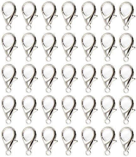 Karabiner Verschluss,Schmuckverschlüsse 100 Stück Versilberte Karabinerverschlüsse Hummer Schließe für Halsketten Armband,Anhänger,Fußkette,Schmuckherstellung (Silber 12mm) von Meet-shop