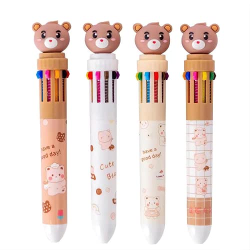 Mehrfarbig Stifte,Mehrfarbige Kugelschreiber Versenkbare Kugelschreiber 4 Pack 10-in-1 Roller Ball Color Kugelschreiber für Office School Supplies Studenten Kinder Geschenk,Süßer Karikaturbär Mehrfarbig Stifte,Mehrfarbige Kugelschreiber Versenkbare Kugelschreiber 4 Pack 10-in-1 Roller Ball Color Kugelschreiber für Office School Supplies Studenten Kinder Geschenk,Süßer Karikaturbär von Meet-shop