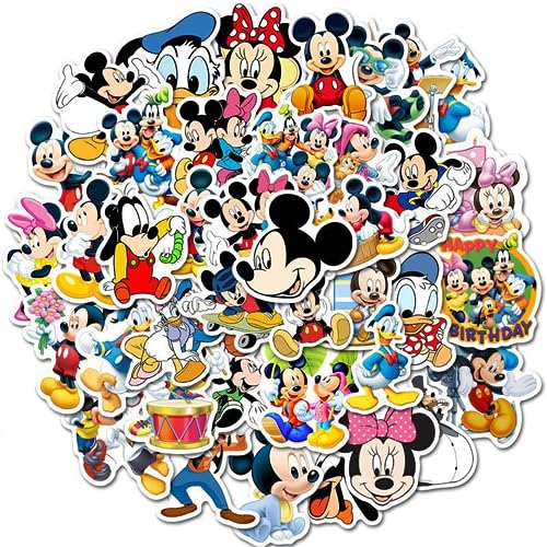 Minnie Aufkleber und Mickey Aufkleber 50 Stück Mickey Mouse Aufkleber Belohnung Aufkleber für Lehrer Eltern und Kinder Basteln Schrottbuch Dekoration Selbstklebende Aufkleber von Meet-shop