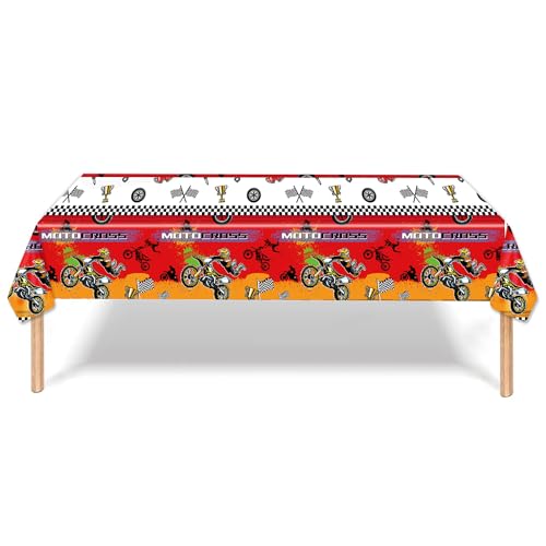 Motorrad Tischdecke,Rennen Party Tablecloth 130 * 220cm Cake Table Decoration Background Disposable Tablecloth für Junge Girls Birthday Party Decoration Accessories von Meet-shop