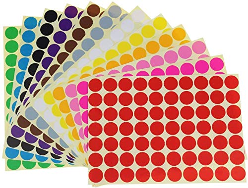 Runde Punkt-Aufkleber,Selbstklebende Farbige Punkte 16mm 16 Farben Klebepunkte Runde Dot Aufkleber für Farbkodierungskalender, DVDs, Sch von Meet-shop