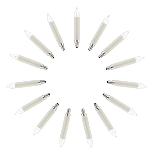MeetUs 15 Stück 3W 14V E10 Ersatz-Kerzen für Schwibbogen,Kleinschaftkerze für Weihnachtsbaum Kerzen Lichterketten innen und außen mit Brennstellen, Birnen für Lichterbogen,Warmweiß (E10/3W/14V, 15) von MeetUs