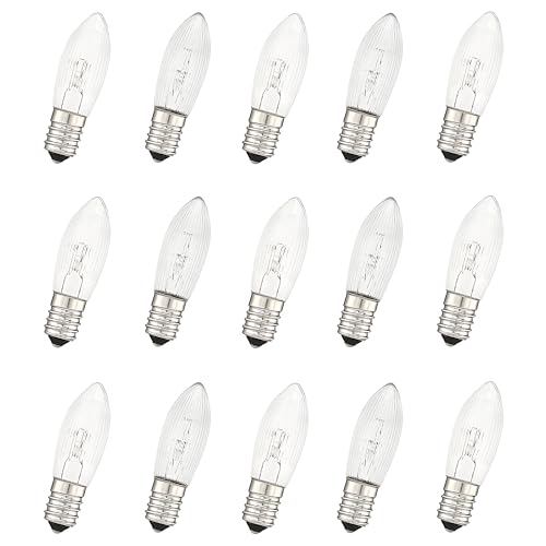 MeetUs 15x E10 Ersatz Glühbirnen Glühlampen Ersatzlampen Warmweiß 3W Ersatzbirnen für Schwibbogen Lichterbogen Leuchter Lichterkette Spitzkerze Topkerze 2700K (55V) von MeetUs