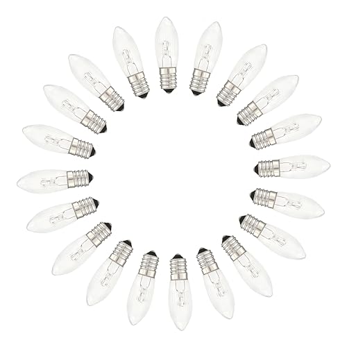 MeetUs 20 Stück Spitzkerze E10 3W 2700K Ersatzbirnen Glühbirnen Topkerze für Lichterkette und Schwippbögen,Warmweiss (48V) von MeetUs
