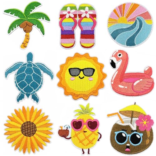 Bestickter Sommer-Strandaufnäher, Hippie-VSCO, Vintage, zum Aufbügeln, Applikationen, Hippie-Retro-Patches für Rucksäcke, Jeans, Jacken, Bastelarbeiten, 9 Stück Bestickter Sommer-Strandaufnäher, Hippie-VSCO, Vintage, zum Aufbügeln, Applikationen, Hippie-Retro-Patches für Rucksäcke, Jeans, Jacken, Bastelarbeiten, 9 Stück von Meetlight