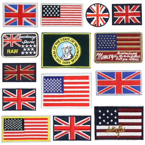Meetlight Aufnäher zum Aufbügeln, US-Flagge, Abzeichen, Stickerei, Stoff, Aufkleber für Kleidung, Jeans, Jacken, Hüte, Schuhe, Rucksäcke, DIY-Zubehör, 14 Stück Meetlight Aufnäher zum Aufbügeln, US-Flagge, Abzeichen, Stickerei, Stoff, Aufkleber für Kleidung, Jeans, Jacken, Hüte, Schuhe, Rucksäcke, DIY-Zubehör, 14 Stück von Meetlight