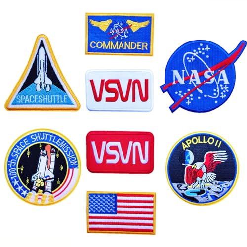 Meetlight NASA 100TH Space Shuttle Mission Tactical Patches Gestickte US Flagge Kombinationsaufnäher für Jacke Jeans Caps (8 Stücke) von Meetlight