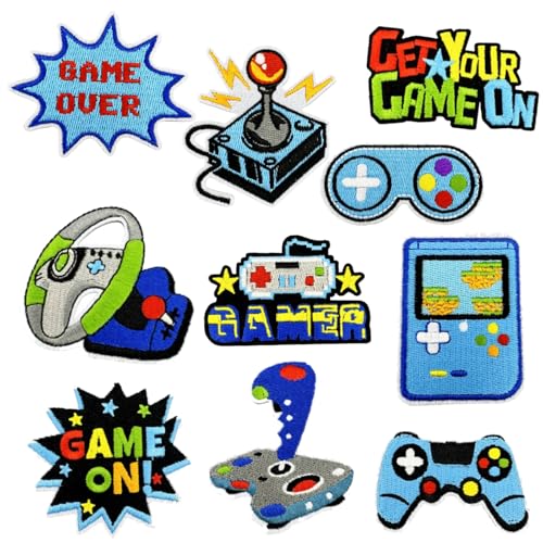 Meetlight Game Patches zum Aufbügeln für Kinder, bestickt, kariert, für Rucksäcke, Jeans, Jacken, Bastelarbeiten, 10 Stück von Meetlight