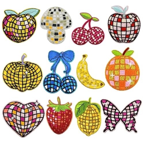 Meetlight Obst-Flicken zum Aufbügeln für Kinder, glänzend, goldfarben, bestickt, kariert, Aufkleber, Applikation für Rucksäcke, Jeans, Jacken, Bastelarbeiten, 12 Stück Meetlight Obst-Flicken zum Aufbügeln für Kinder, glänzend, goldfarben, bestickt, kariert, Aufkleber, Applikation für Rucksäcke, Jeans, Jacken, Bastelarbeiten, 12 Stück von Meetlight
