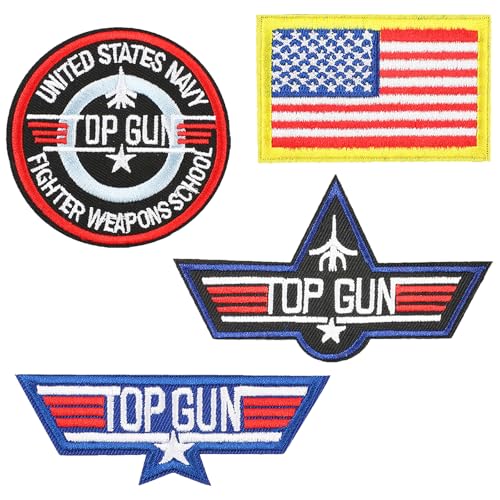 Meetlight Top Gun Patches Tactical Moral Patch Bundle Full Embroidery Loop and Hook Patches for Caps, Bags, Backpacks, Vest, Military Uniforms, Tactical Gears von Meetlight