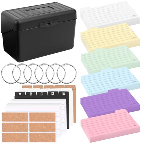 Karteikasten Box Schwarz, 14 x 7,8 x 8,8cm Lernkarteibox inkl. 280 Karteikarten Bunt 15 Register 6 Ringen 6 Aufkleber Karteikarten Box für Studenten Lernen Notizen Schulsachen Büro Zuhause Karteikasten Box Schwarz, 14 x 7,8 x 8,8cm Lernkarteibox inkl. 280 Karteikarten Bunt 15 Register 6 Ringen 6 Aufkleber Karteikarten Box für Studenten Lernen Notizen Schulsachen Büro Zuhause von Meetory