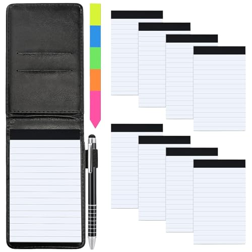 Meetory Mini Notizblock A7 Set 11 Stück, Mini Notizbuch mit 8 Ersatzblöcke, PU Leder Schwarzer Einband mit Mini Kugelschreiber, Taschennotizblock für Aktivitäten im Freien Meetory Mini Notizblock A7 Set 11 Stück, Mini Notizbuch mit 8 Ersatzblöcke, PU Leder Schwarzer Einband mit Mini Kugelschreiber, Taschennotizblock für Aktivitäten im Freien von Meetory