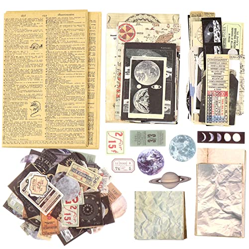 Meetory 317 Stück Journaling Zubehör, Astronomie Vintage Aufkleber, Scrapbook Sticker, Washi Papier Sticker Set, Vintage Scrapbooking Papier für Craft Scrapbook Album Journal von Meetory