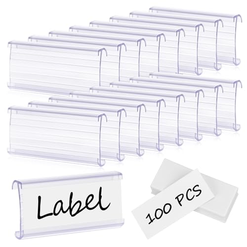 Meetory Draht-Etikettenhalter mit 100 Papiereinsätzen, Drahtetikettenhalter, Kunststoff-Regalanhänger für Drahtregale, Metro-Regal-Clips, kompatibel mit 3,8 cm Regalen, 100 Stück, Meetory-2 Meetory Draht-Etikettenhalter mit 100 Papiereinsätzen, Drahtetikettenhalter, Kunststoff-Regalanhänger für Drahtregale, Metro-Regal-Clips, kompatibel mit 3,8 cm Regalen, 100 Stück, Meetory-2 von Meetory