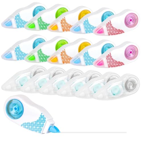 Meetory Korrekturroller Maus – 16er Set Korrekturmaus 6m x 5mm, Korrekturband mit Schutzkappe & Sichtfenster, Correction Tapes für Kinder, Schüler, Büro, Home Office & Schule, sauber & effizient von Meetory