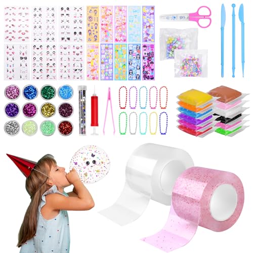 Meetory Nano Tape, Tape Bubbles Set, Magie Nano Klebeband, Nanoband Multipurpose, Nano Tape Set geeignet für junge mädchen, Mit Pailletten Aufkleber DIY craft kit, Party Favors Geschenke von Meetory