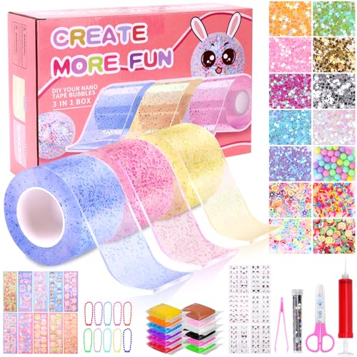 Meetory Nano Tape für Kinder, Tape Bubbles Set, Magie Nano Klebeband, Nanoband Multipurpose, Nano Tape Set geeignet für Junge mädchen, Mit Pailletten Aufkleber DIY Craft kit, Party Favors Geschenke Meetory Nano Tape für Kinder, Tape Bubbles Set, Magie Nano Klebeband, Nanoband Multipurpose, Nano Tape Set geeignet für Junge mädchen, Mit Pailletten Aufkleber DIY Craft kit, Party Favors Geschenke von Meetory