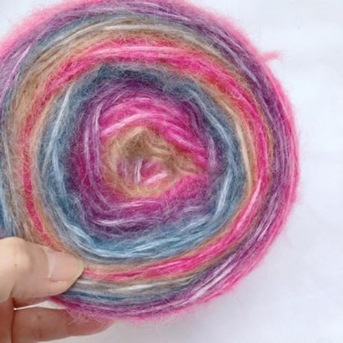 MeevrgR Mohair-Garn mit Farbverlauf, 1 Rolle, weiches Mohair-Kaschmir-Strickgarn, Häkelgarn, Zubehör, für Heimwerker, Winter, warm, handgestrickt, Pullover, Schal (Typ B) von MeevrgR