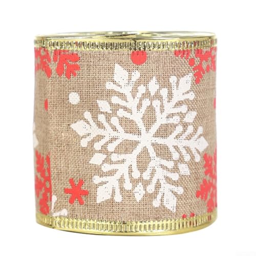 MeevrgR Weihnachtsband, Vintage-Stil, braun, 6 m x 6 cm, Leinenimitat, Geschenkpapier, Bastelrolle für Urlaub, Dekoration, Hochzeit, Schleifen (1) von MeevrgR
