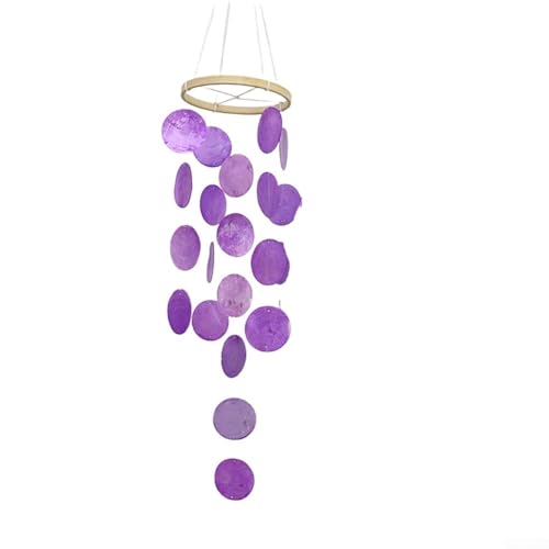 MeevrgR Windspiel aus natürlichen Muscheln, für drinnen und draußen, 73 cm Länge, Gartendekoration, Mobile mit Holzperlen, für Terrasse, Veranda, Zuhause, Wohnzimmer, Balkon, Schlafzimmer (Paar) von MeevrgR