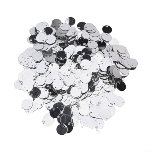 Runde Kunststoff-Pailletten, 10 mm Größe, für Schmuckherstellung und individuelles Zubehör (Silber) von MeevrgR