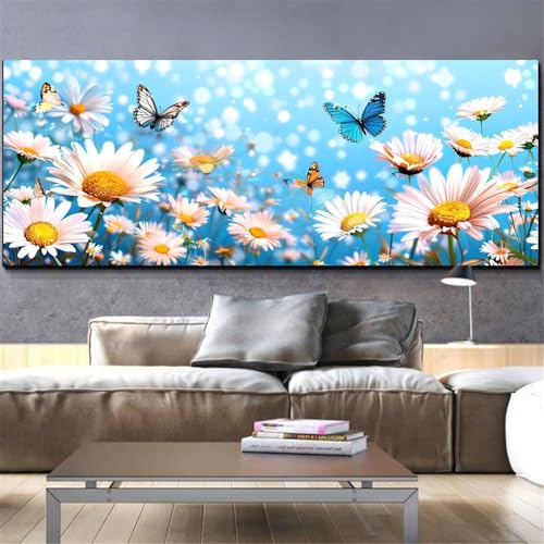 Mefooge Diamond Painting Erwachsene Groß 50x100cm Diamond Painting Blumen 5D DIY Malen Nach Zahlen Schmetterling Crystal Art Kits Diamant Painting Bilder Home Wand Dekor Geschenke L334 von Mefooge