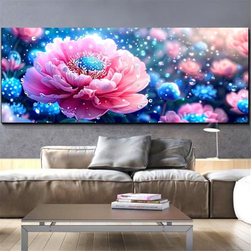 Mefooge Diamond Painting Erwachsene Groß 60x120cm Diamond Painting Blumen 5D DIY Malen Nach Zahlen Rosa Crystal Art Kits Diamant Painting Bilder Home Wand Dekor Geschenke L325 von Mefooge