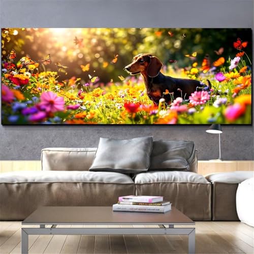 Mefooge Diamond Painting Erwachsene Groß 70x140cm Diamond Painting Blumen 5D DIY Malen Nach Zahlen Hund Crystal Art Kits Diamant Painting Bilder Home Wand Dekor Geschenke L332 von Mefooge