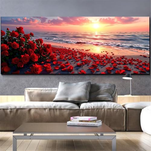 Mefooge Diamond Painting Rose Diamond Painting Erwachsene Groß 40x120cm Sonnenuntergang Diamant Malerei Malen Nach Zahlen Full Drill Crystal Art Stickerei Malerei Kits für Home Dekor Geschenke L280 von Mefooge