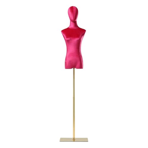 MegLob Samt Weibliche Schaufensterpuppen Torso, Weibliche Kleiderform Nähen Manikin, Höhenverstellbares Metallstativständer, Leichte Display Form Zum Nähen,Dark pink no arms von MegLob