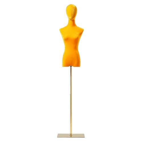 MegLob Samt Weibliche Schaufensterpuppen Torso, Weibliche Kleiderform Nähen Manikin, Höhenverstellbares Metallstativständer, Leichte Display Form Zum Nähen,Yellow no arms von MegLob