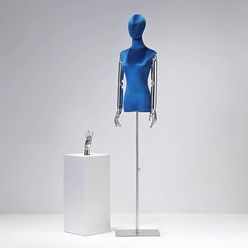 MegLob Weibliche Schneiderpuppe, Weicher Samt-Torso Für Weibliche Schaufensterpuppen, Ansteckbarer Torso Für Schaufensterpuppen Mit Stabiler Metallbasis, Für Kleiderständer,Light Blue b von MegLob