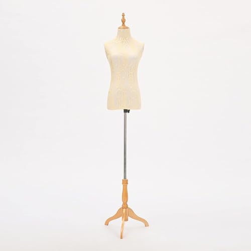 MegLob Weiblicher Schaufensterpuppen-Torso, Näh-Schaufensterpuppen-Torso Für Modedesign-Studio, Schneiderpuppen-Torso, Weibliches Gliederpuppen-Modell Zum Anstecken,Yellow lace von MegLob