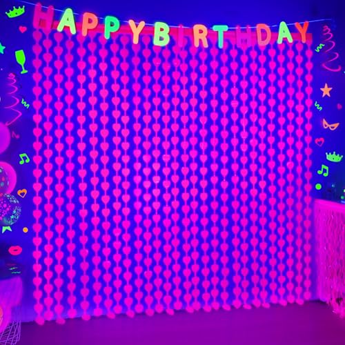 Mega-L Partyzubehör, leuchtet im Dunkeln, Neonherz, Party-Dekorationen, 1 x 2 m, fluoreszierendes Fuchsia, Lametta-Folie, Fransenvorhänge, Fotokabinen-Requisite, Hintergrund, Luftschlangen Mega-L Partyzubehör, leuchtet im Dunkeln, Neonherz, Party-Dekorationen, 1 x 2 m, fluoreszierendes Fuchsia, Lametta-Folie, Fransenvorhänge, Fotokabinen-Requisite, Hintergrund, Luftschlangen von Mega-Loopolis