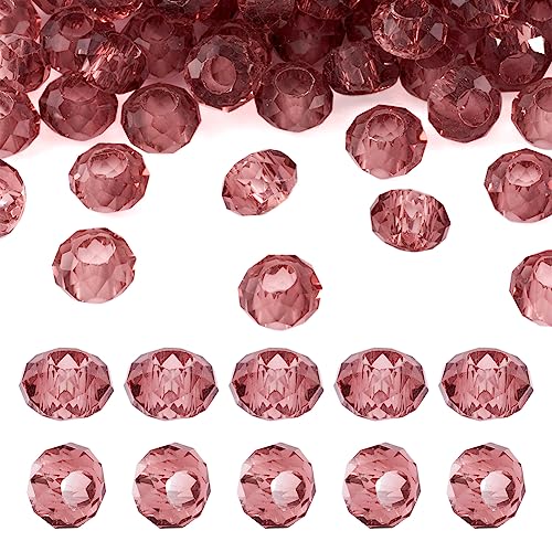 Facettierte europäische Glasperlen, Kristall-Rondelle, großes Loch, lose Abstandshalter, kein Metallkern, 14 x 8 mm, für DIY-Armbänder, Halsketten, Schmuckherstellung, Loch: 5 mm, 100 Stück Facettierte europäische Glasperlen, Kristall-Rondelle, großes Loch, lose Abstandshalter, kein Metallkern, 14 x 8 mm, für DIY-Armbänder, Halsketten, Schmuckherstellung, Loch: 5 mm, 100 Stück von Mega Pet