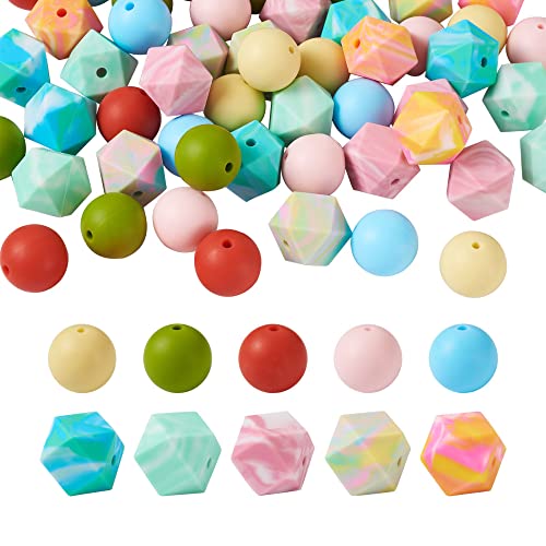 Mega Pet 60 Stück runde sechseckige Silikonperlen, 15 mm, runde Silikonperlen, 14 mm, bunte Silikon-Abstandshalter für DIY, Schlüsselanhänger, Armband, Halskette, Schmuckherstellung Mega Pet 60 Stück runde sechseckige Silikonperlen, 15 mm, runde Silikonperlen, 14 mm, bunte Silikon-Abstandshalter für DIY, Schlüsselanhänger, Armband, Halskette, Schmuckherstellung von Mega Pet