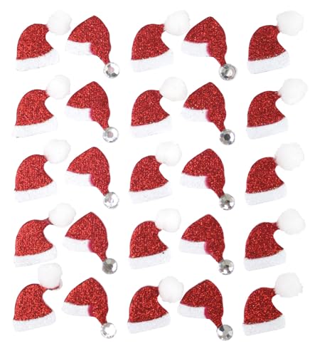 MÉGACRÉA Megacrea DIY Aufkleber Paillettenbesetzt Mütze Weihnachtsmann Weihnachten 2 X 1,5 cm 25 Stück von MÉGACRÉA