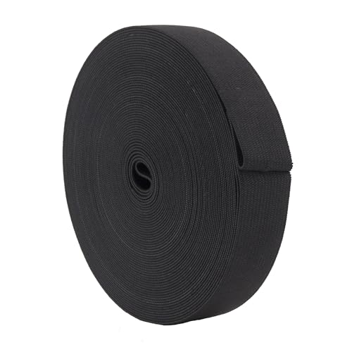 Megaraise Elastisches Nähband, schweres Stretch, hohe Elastizität, Strick-Gummiband zum Nähen von Bund (schwarz, 2,5 cm x 9,7 m) von Megaraise