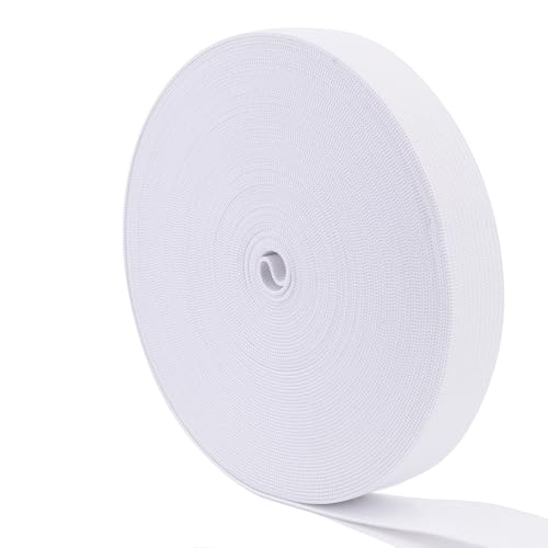 Megaraise Elastisches Nähband, schweres Stretch, hohe Elastizität, Strick-Gummiband zum Nähen von Bund (weiß, 1/4 Zoll x 12 Yard) von Megaraise