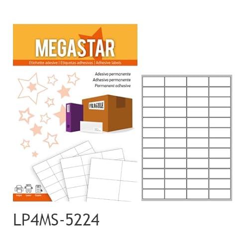 MEGASTAR Universal-Etiketten, 52 x 24 mm, 48 Etiketten pro Blatt, 100 ff, Laser/inkjet von Megastar