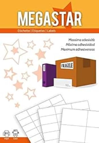Megastar Etiketten, selbstklebend, A4, 105 x 36 mm, Laser, inket, 100ff, LP4MS-10536 von Megastar