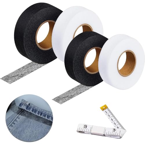 Megcdtr Saumband zum Aufbügeln, 4 Stück Saumband Selbstklebend, 64M Nahtband zum Aufbügeln Klebeband zum Aufbügeln mit Maßband für Saum Jeans Vorhänge Hosen(Schwarz/Weiß Megcdtr Saumband zum Aufbügeln, 4 Stück Saumband Selbstklebend, 64M Nahtband zum Aufbügeln Klebeband zum Aufbügeln mit Maßband für Saum Jeans Vorhänge Hosen(Schwarz/Weiß von Megcdtr