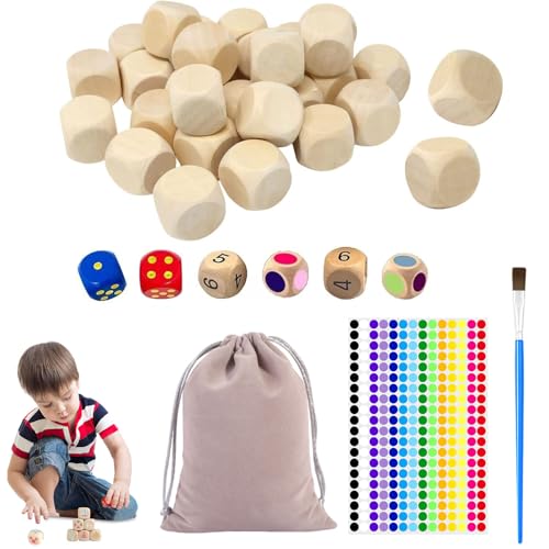 Würfel Blank, 40 Stück Holzwürfel, 20mm Holzwürfel Blanko, DIY Leere Würfel mit Säckchen und Kordelzug Farbe Punktaufkleber, Unlackiertes Holz Sechsseitig für Dekorationen und Bastelprojekte Würfel Blank, 40 Stück Holzwürfel, 20mm Holzwürfel Blanko, DIY Leere Würfel mit Säckchen und Kordelzug Farbe Punktaufkleber, Unlackiertes Holz Sechsseitig für Dekorationen und Bastelprojekte von Megcdtr